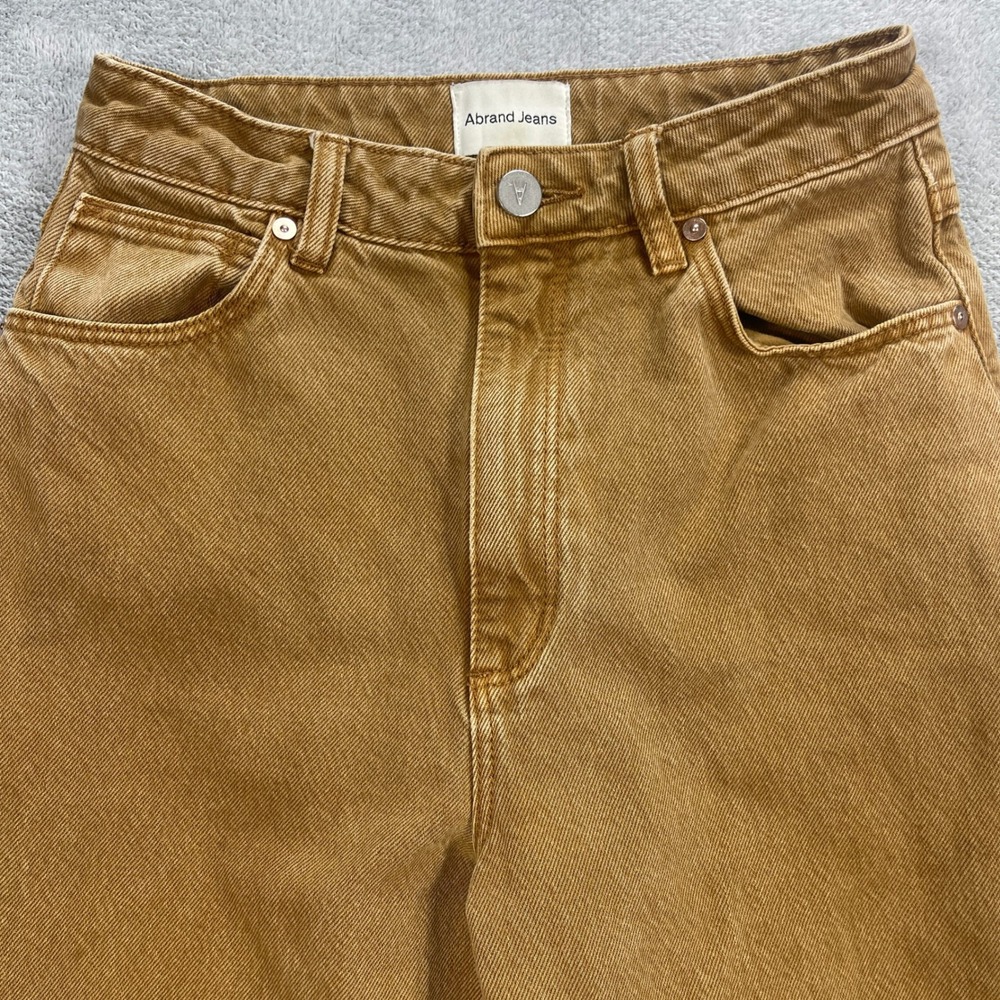 Abrand Jeans Women 25 Brown A Carrie Jean Wide Leg High Rise Raw Hem - Picture 2 of 12